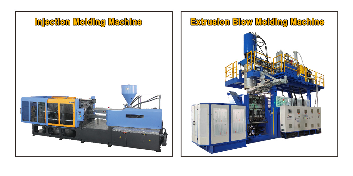 What products can be produced by injection molding machine and extrusion blow molding machine?