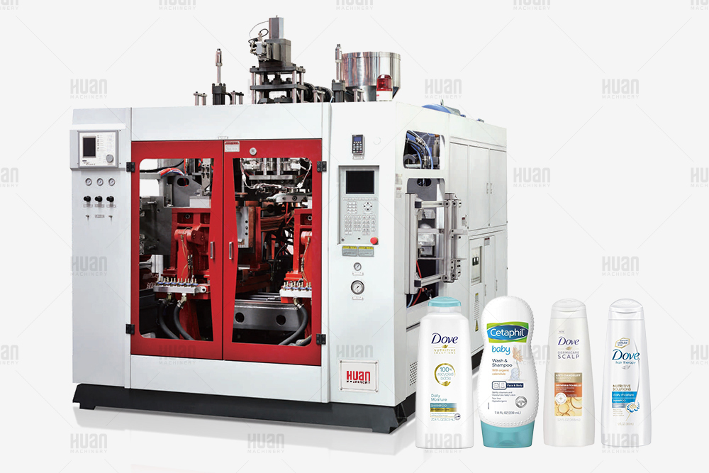 Extrusion blow molding machine for shampoo bottle
