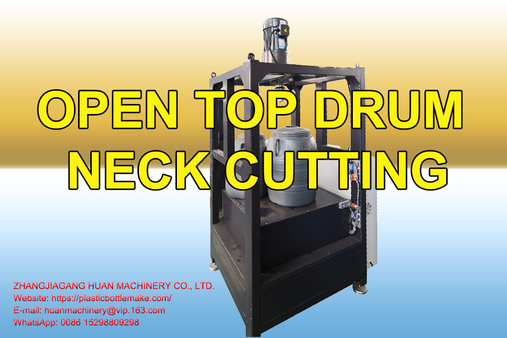 Wide mouth barrel neck cutting machine #Plasticauxiliarymachinery