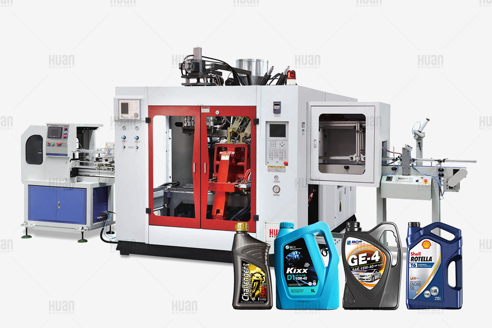 Extrusion blow molding machine for engine oil bottle